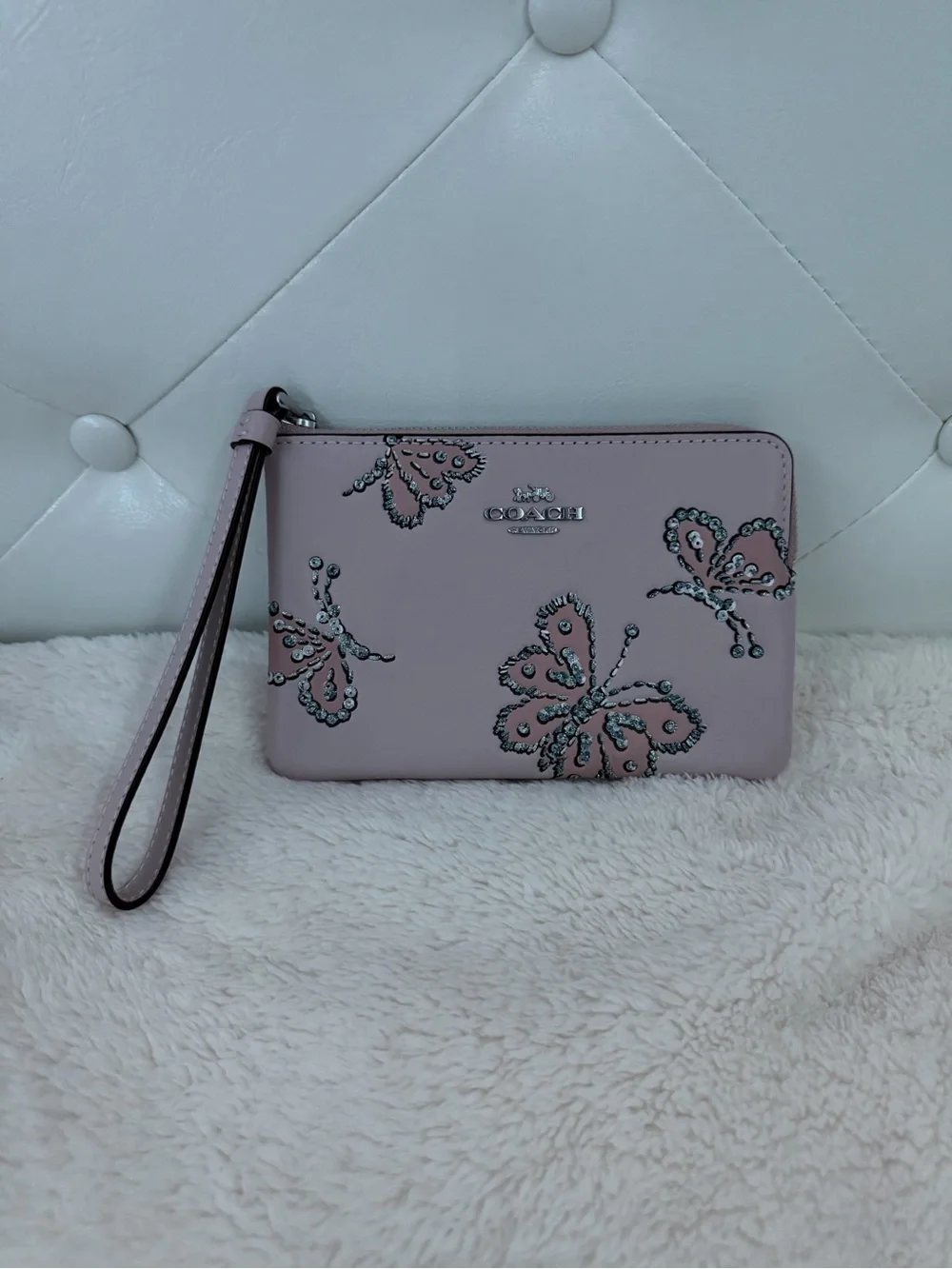 COACH Pink Butterfly Wristlet